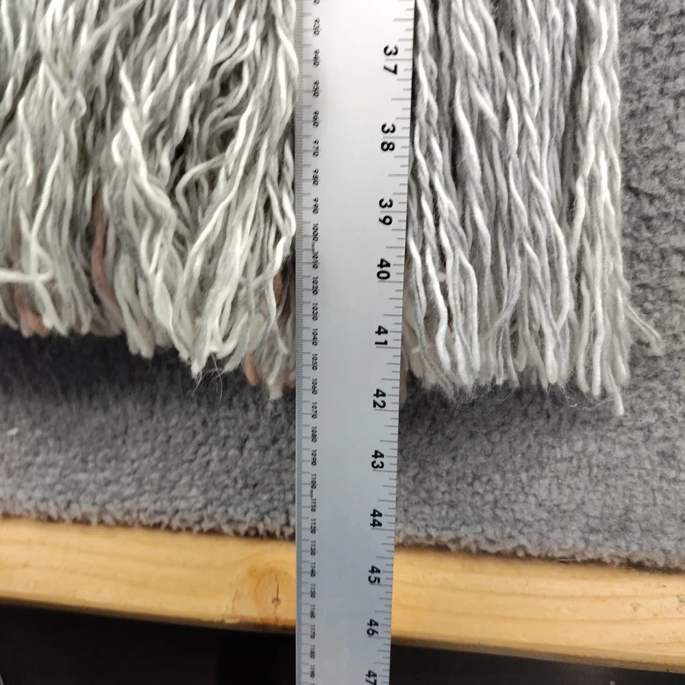 Anthropologie Grey Chunky Knit Pocket Scarf Fringe Ribbed Winter Wrap Luxury